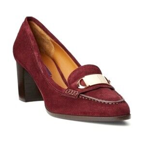 Ralph Lauren Purple Label Burgundy Eline Calf Suede Pumps